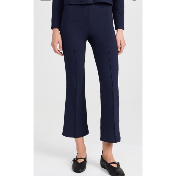 DONNI. Pants - DONNI The Box Weave Stretch Kick Flare Pants Navy Blue Medium